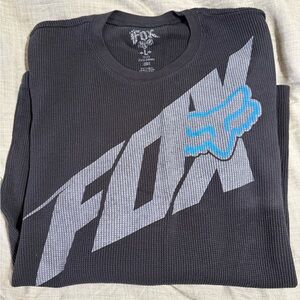 Fox Men's Black and Gray waffle knit Sweater L